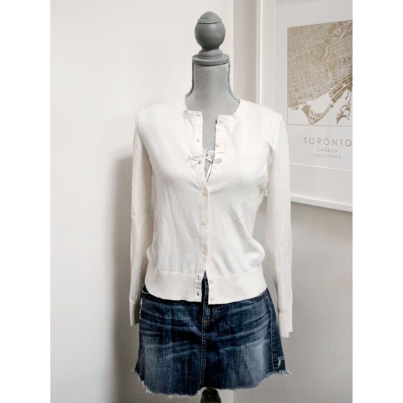 Off-White Basic Cardigan 🍦 BANANA REPUBLIC - Picture 2 of 7